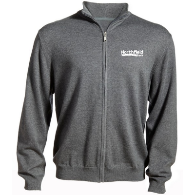 Men's Full-Zip Fine Gauge Sweater in Smoke Heather